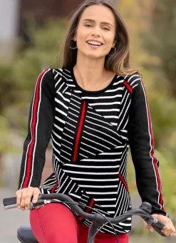 Online BADER Pullover mit asymmetrischem Muster SCHWARZ-WEISS-ROT