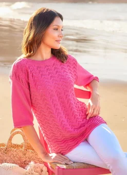New laurakent Pullover mit aufwendigem Ajour-Wellenmuster PINK
