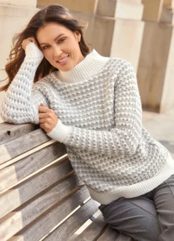 Online laurakent Pullover mit aufwendiger Struktur ECRU-HELLGRAU MELIERT