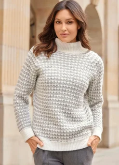 Online laurakent Pullover mit aufwendiger Struktur ECRU-HELLGRAU MELIERT