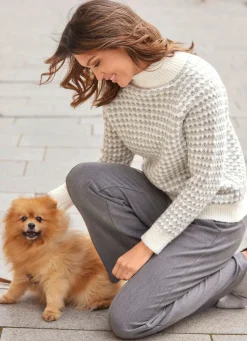 Online laurakent Pullover mit aufwendiger Struktur ECRU-HELLGRAU MELIERT