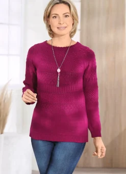 Sale BADER Pullover mit aufwendiger Rundpasse MAGENTA