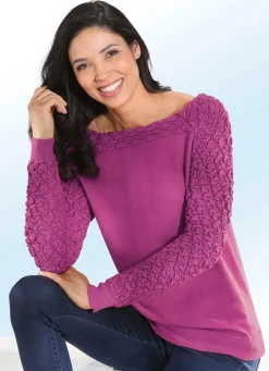 New BADER Pullover mit Cloquémuster FUCHSIA