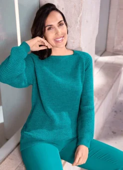 New BADER Pullover mit dekorativem Strukturmuster PETROL