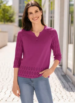 Clearance BADER Pullover mit dekorativem Halsausschnitt MAGENTA