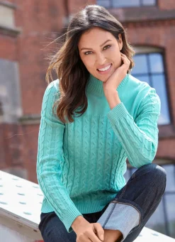 Hot laurakent Pullover mit dekorativem Zöpfchendessin MINT