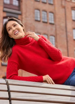 Best laurakent Pullover mit dekorativen Strukturakzenten ROT MELIERT