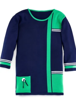 Hot BADER Pullover mit dekorativen Kontrasten MARINE-GRÜN-WEISS