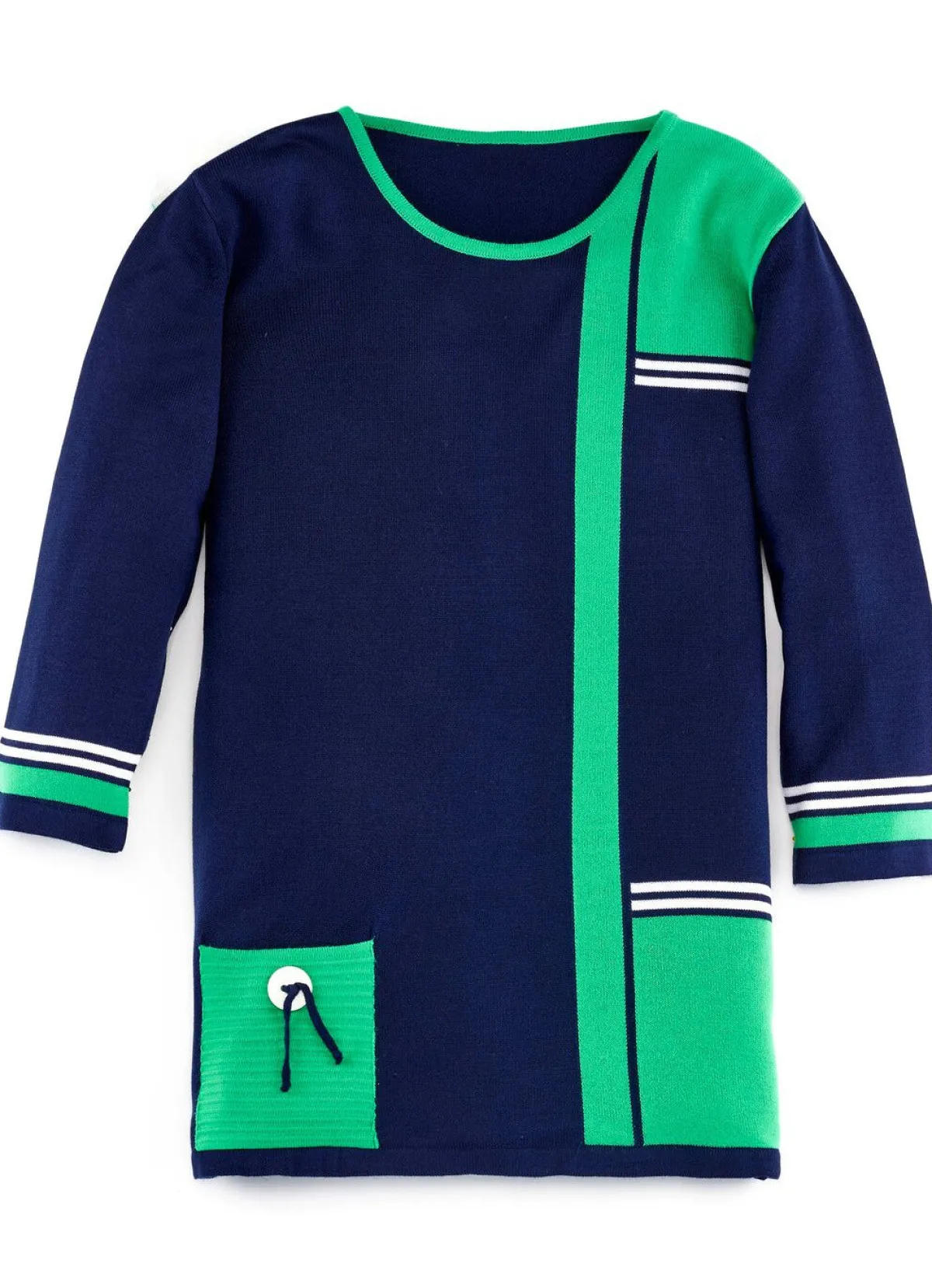 Hot BADER Pullover mit dekorativen Kontrasten MARINE-GRÜN-WEISS