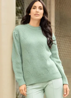 Clearance Tizia Pullover mit dekorativer Faltenlegung MINT MELIERT