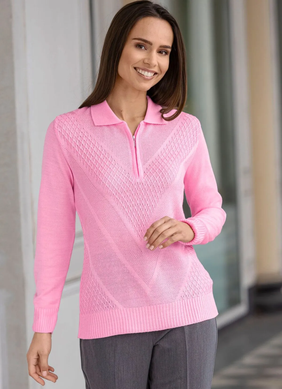 Discount BADER Pullover mit dezentem Glanz ROSÉ