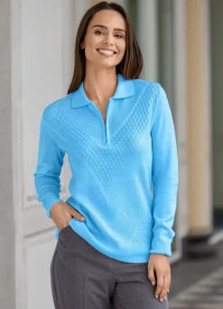 Online BADER Pullover mit dezentem Glanz HELLBLAU