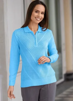 Online BADER Pullover mit dezentem Glanz HELLBLAU