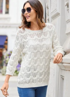 Online BADER Pullover mit dezentem Paillettengarn ECRU