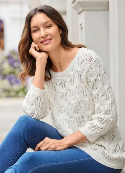 Online BADER Pullover mit dezentem Paillettengarn ECRU
