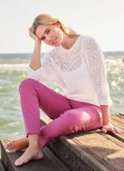 Outlet BADER Pullover mit edlem Glanzeffekt ECRU