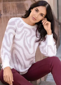 Best laurakent Pullover mit edlem Glitzereffekt ECRU-SILBERFARBEN