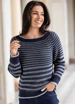 New BADER Pullover mit edlem Glitzereffekt MARINE-SILBERFARBEN