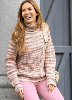 Sale BADER Pullover mit edlem Perlfang ECRU-ROSA-MULTICOLOR