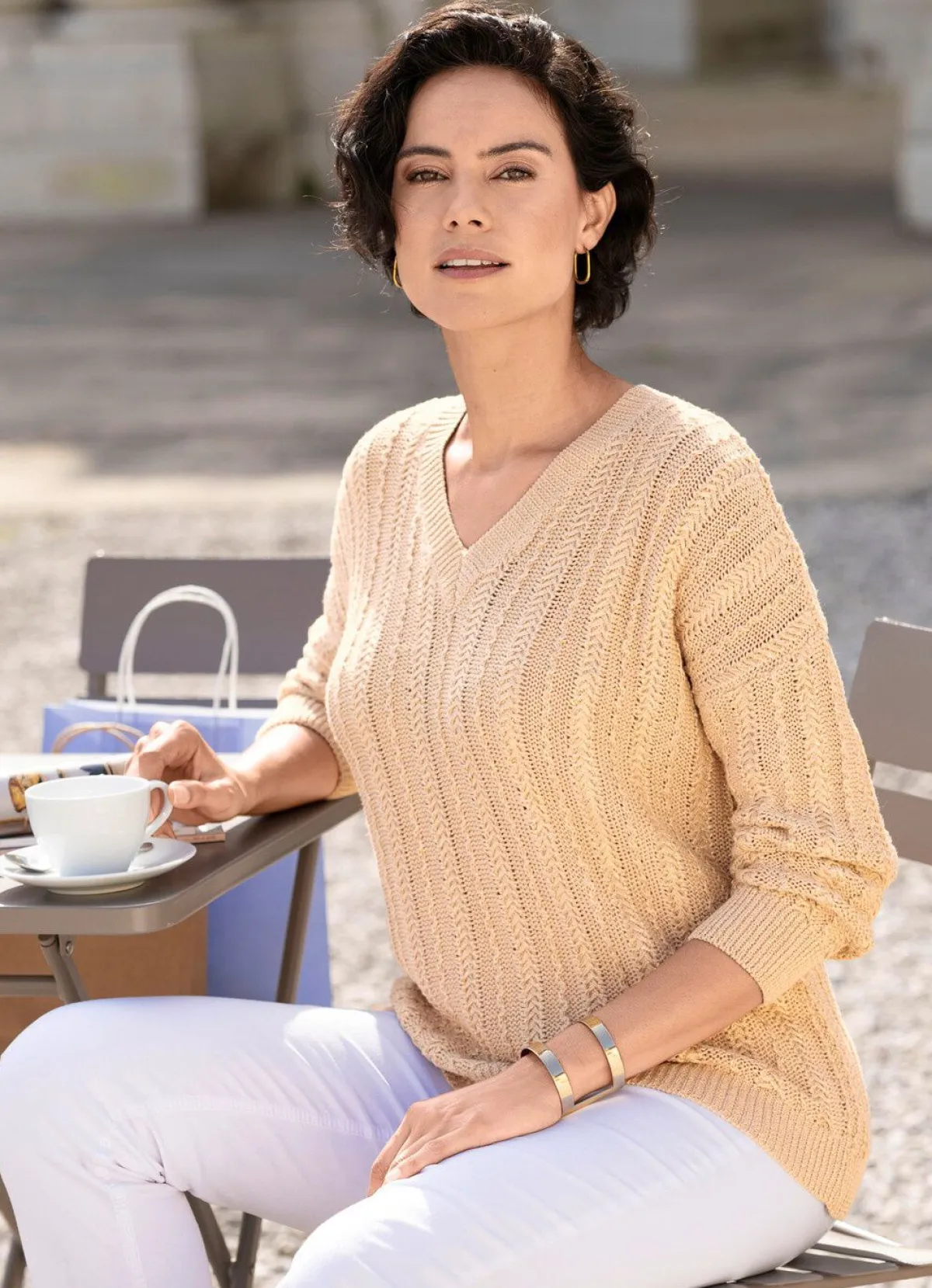Outlet BADER Pullover mit edlen Glitzerakzenten BEIGE
