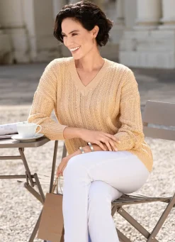 Outlet BADER Pullover mit edlen Glitzerakzenten BEIGE