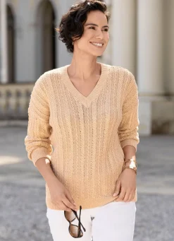 Outlet BADER Pullover mit edlen Glitzerakzenten BEIGE