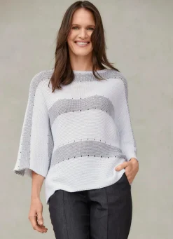 Hot Tizia Pullover mit edlen Glitzerakzenten WEISS-SILBERGRAU