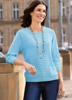 Hot BADER Pullover mit einer aufgesetzten Tasche HELLBLAU