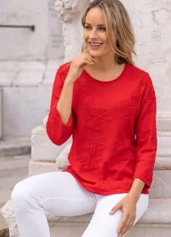 Online BADER Pullover mit feiner Floralstruktur ROT