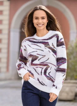 Online BADER Pullover mit flauschig weichem Griff ECRU-BORDEAUX-MULTICOLOR