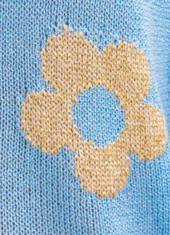 Sale BADER Pullover mit Glitzer in Blumenmotiven BLEU