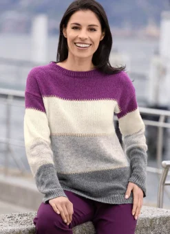 Online BADER Pullover mit Glitzerakzenten VIOLETT-ECRU-GRAU MELIERT