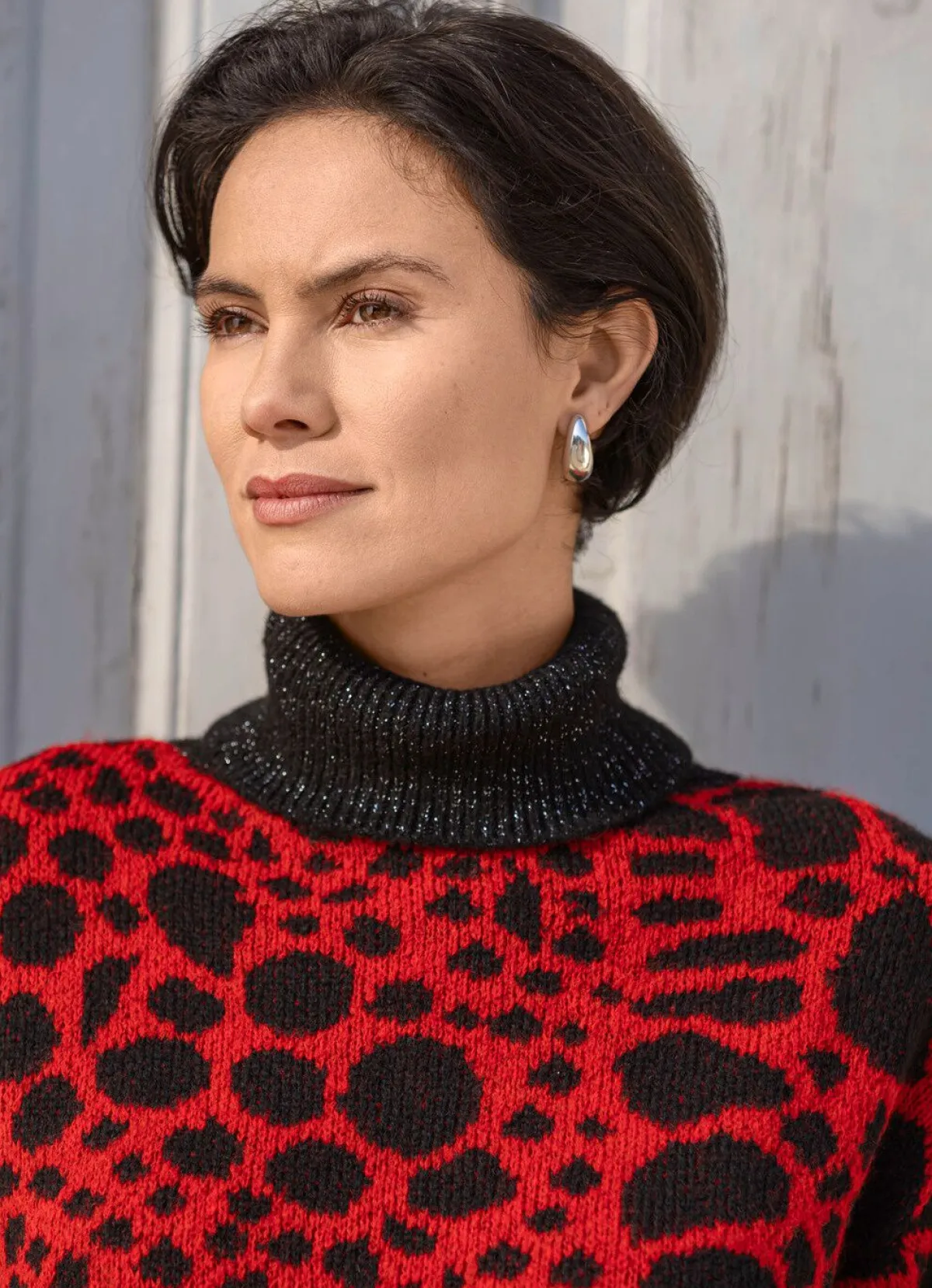 Sale laurakent Pullover mit Glitzerakzenten ROT-SCHWARZ-SILBERFARBEN