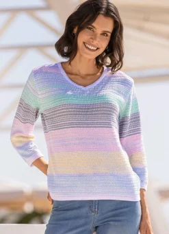 Online BADER Pullover mit Glitzerakzenten WEISS-MULTICOLOR