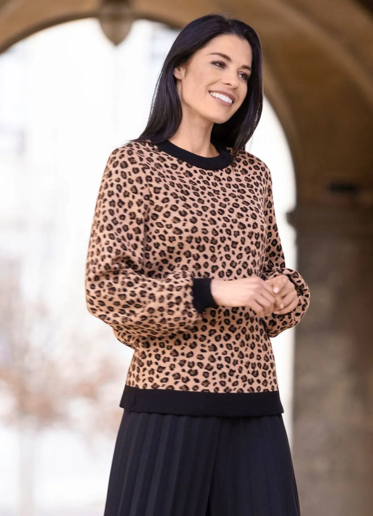 Online BADER Pullover mit Glitzereffekt CAMEL-SCHWARZ-BRAUN