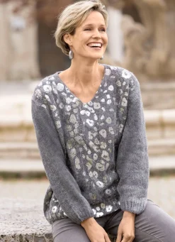 Sale laurakent Pullover mit glänzendem Foliendruck GRAU-SILBERFARBEN