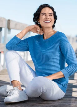 Outlet BADER Pullover mit grafischem Strukturmuster AZURBLAU