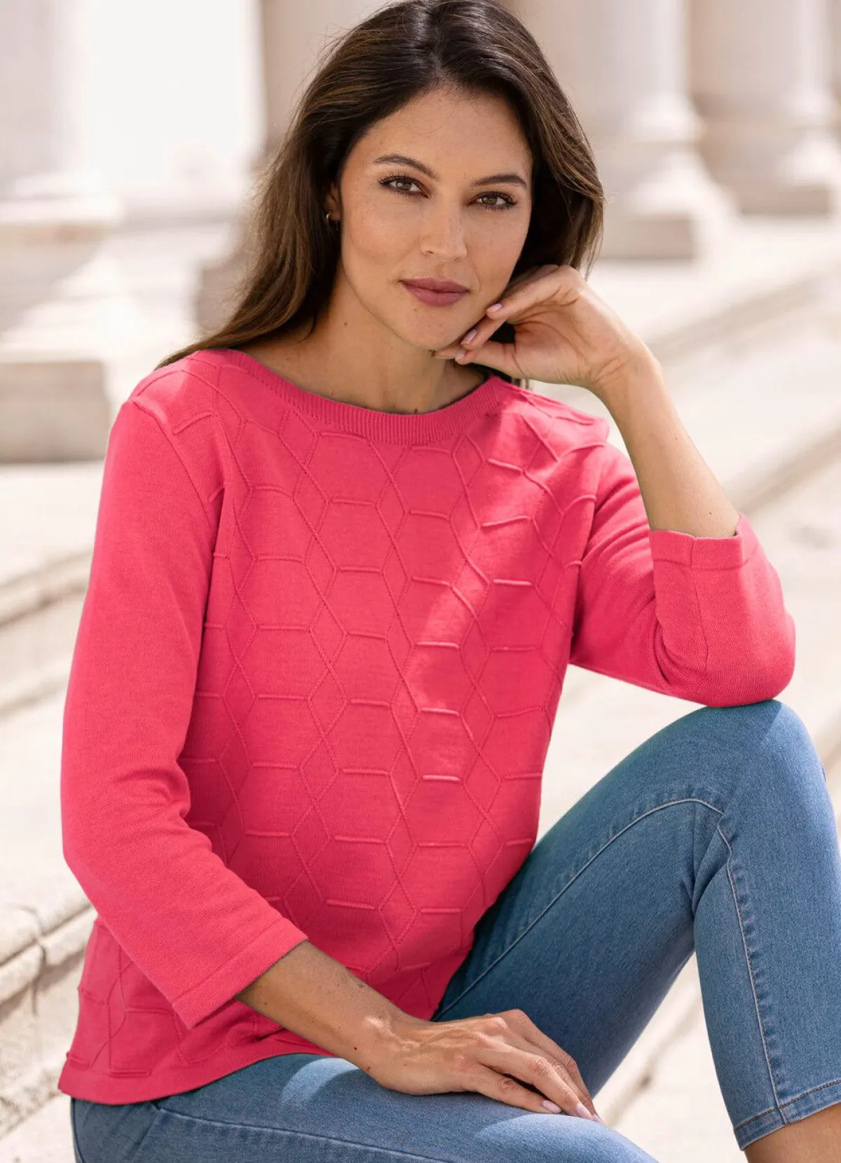 New BADER Pullover mit grafischer Struktur KORALLE
