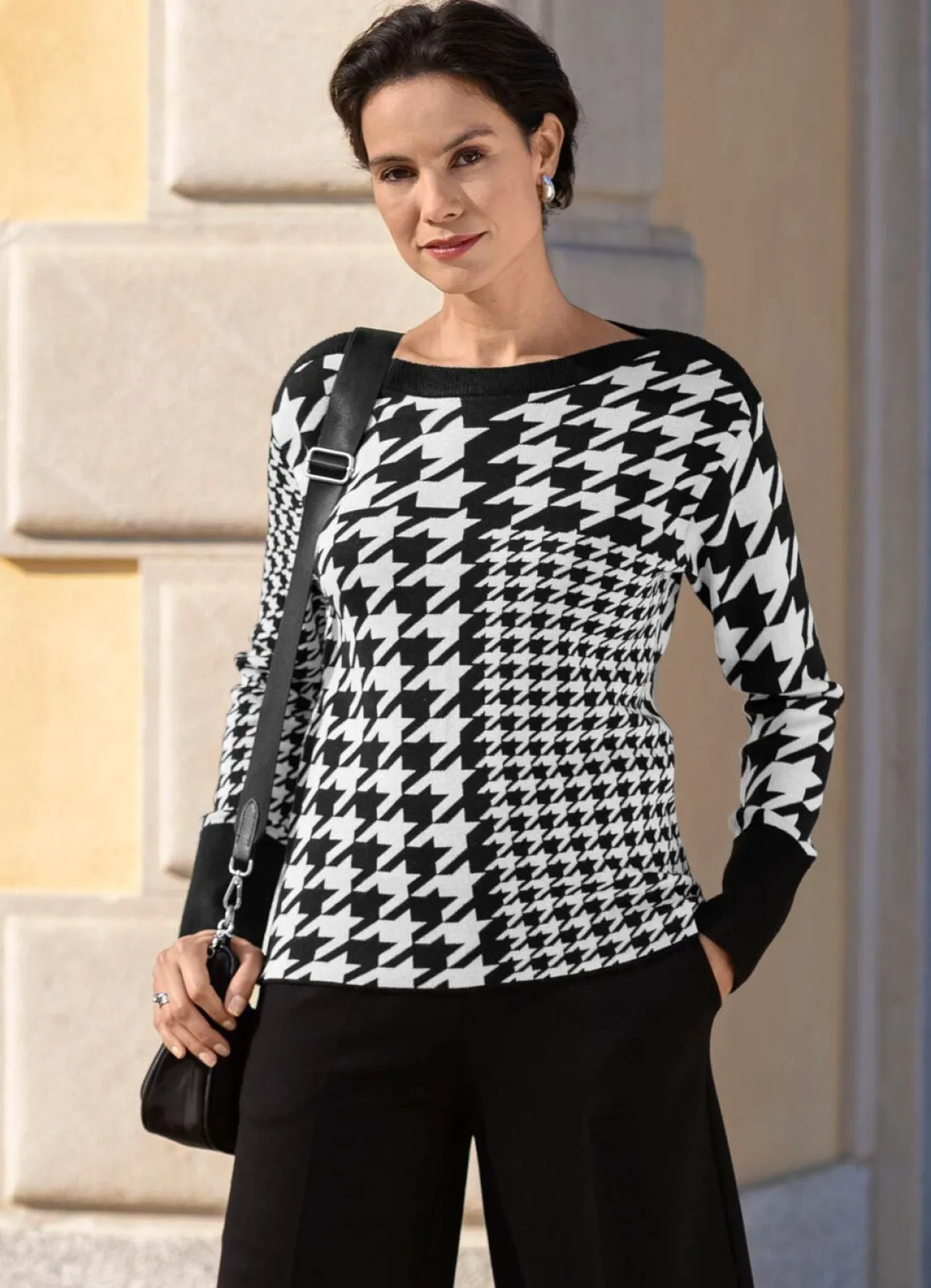 Sale laurakent Pullover mit Hahentrittmuster SCHWARZ-ECRU