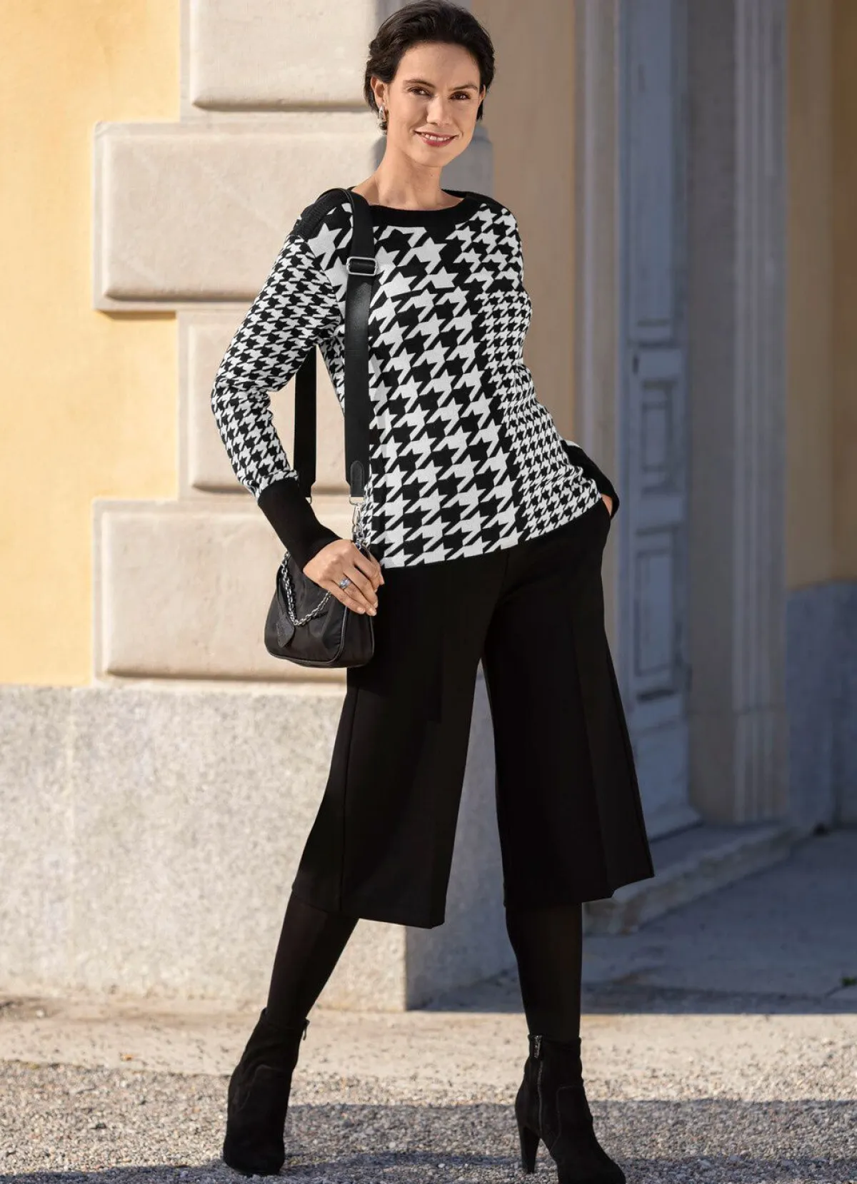 Sale laurakent Pullover mit Hahentrittmuster SCHWARZ-ECRU