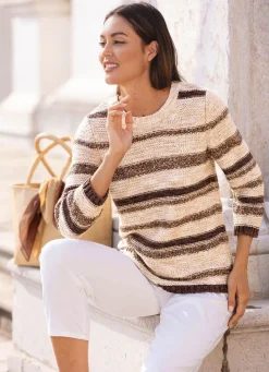 Clearance laurakent Pullover mit hochwertigem Effektgarn BRAUN-ECRU MELIERT
