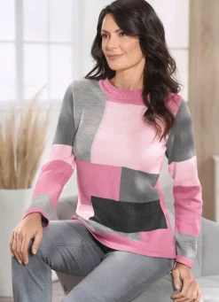 New BADER Pullover mit Intarsien ROSÉ-GRAU MELIERT-ANTHRAZIT