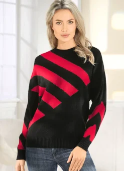 Online BADER Pullover mit Intarsienmuster SCHWARZ-ROT