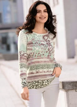 New BADER Pullover mit Kaschmir MINT-ECRU-MULTICOLOR