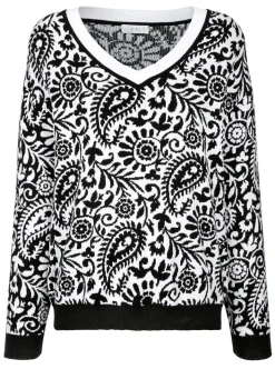 Outlet BADER Pullover mit Kontrastabschlüssen SCHWARZ-WEISS