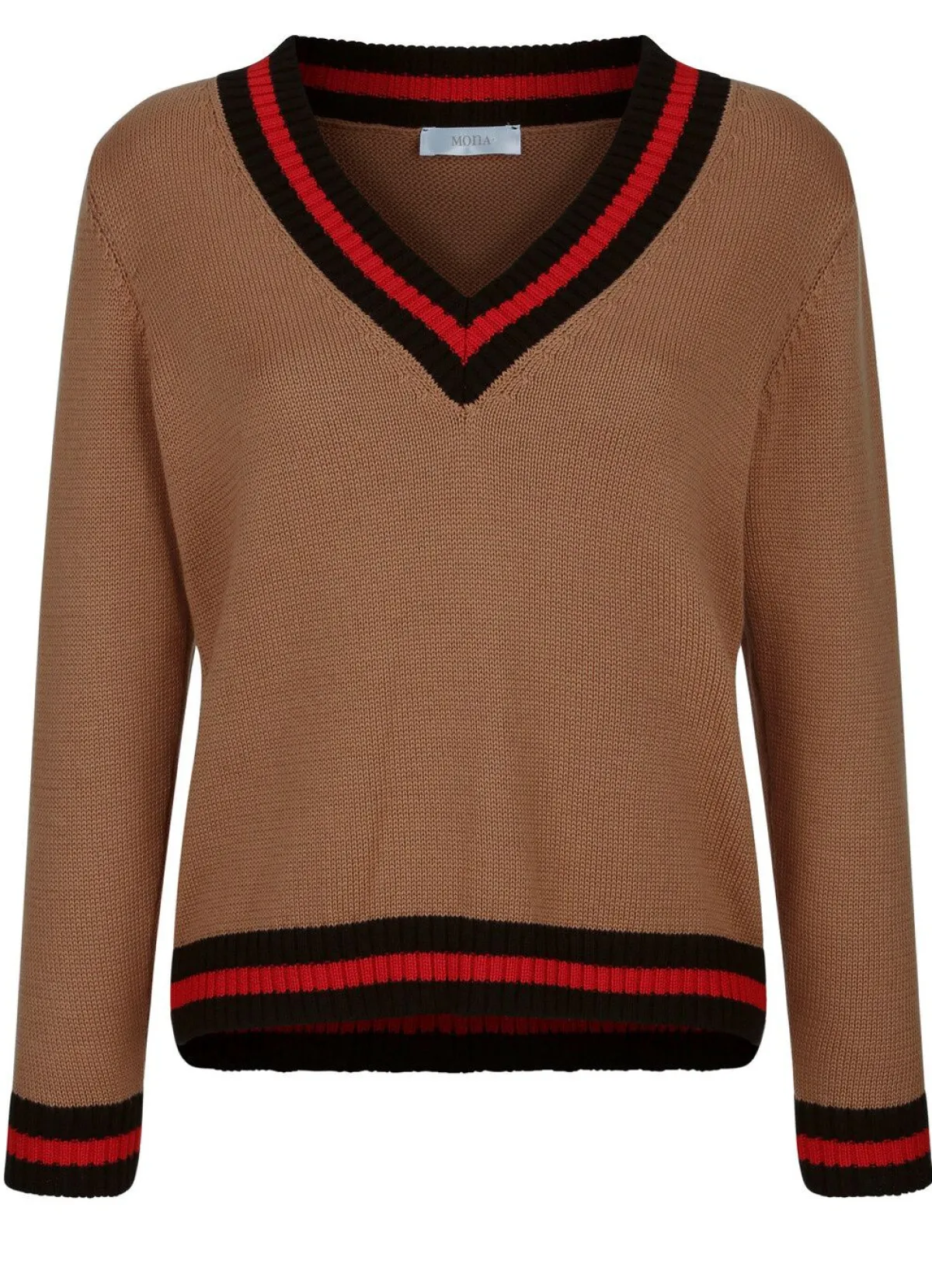 Discount BADER Pullover mit Kontrastringeln CAMEL-KORALLE-SCHWARZ