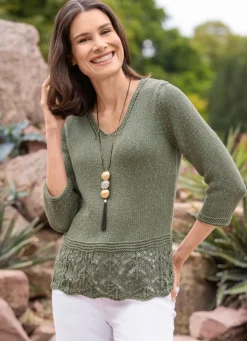 Sale BADER Pullover mit Melange-Effekt durch edles Glanzgarn OLIV MELIERT