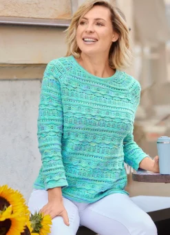 Best BADER Pullover mit Melange-Effekten GRÜN-BLEU-MULTICOLOR