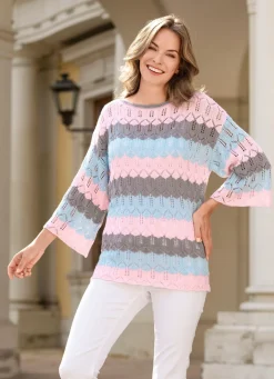 Online BADER Pullover mit Mustermix im Blockringeldessin ROSA-HELLBLAU-GRAU