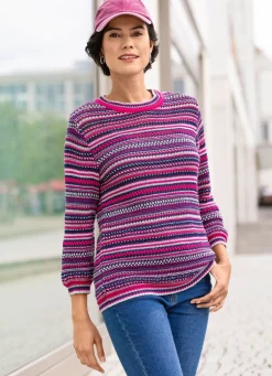 Best BADER Pullover mit Mustermix im Ringeldessin PINK-BLAU-MULTICOLOR